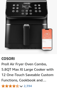 air fryer healthy cooking - cosori smart air fryer